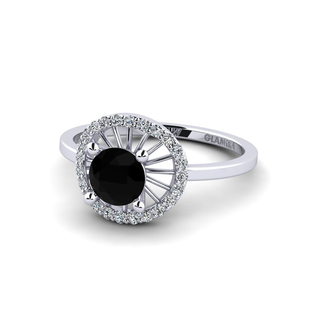 White Silver Black Onyx Women's Promise Ring Swangy