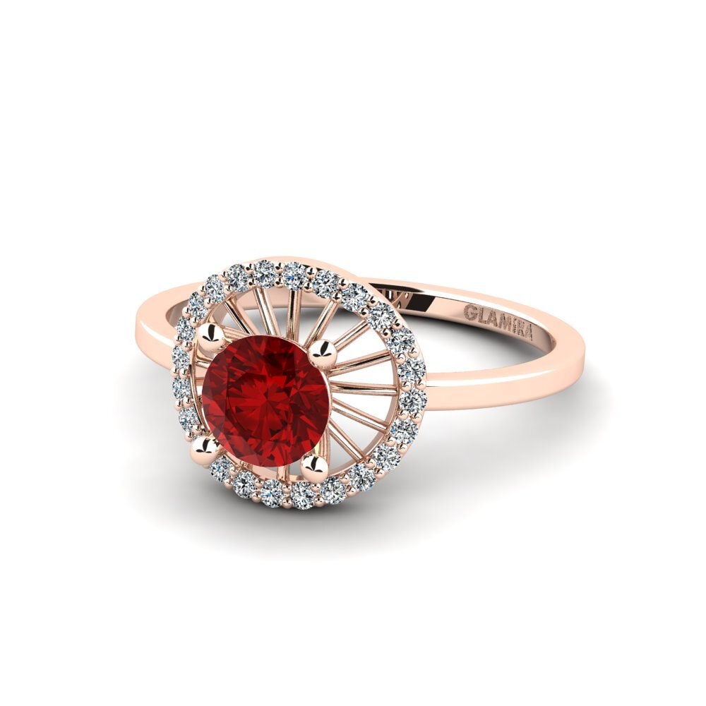 18ct Rose Gold Ruby (Lab Created) Women's Promise Ring Swangy