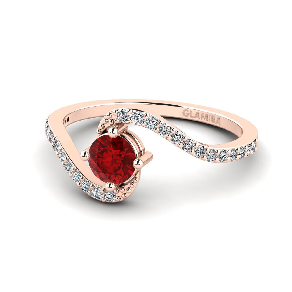 18ct Rose Gold Ruby (Lab Created) Women's Promise Ring Urengan
