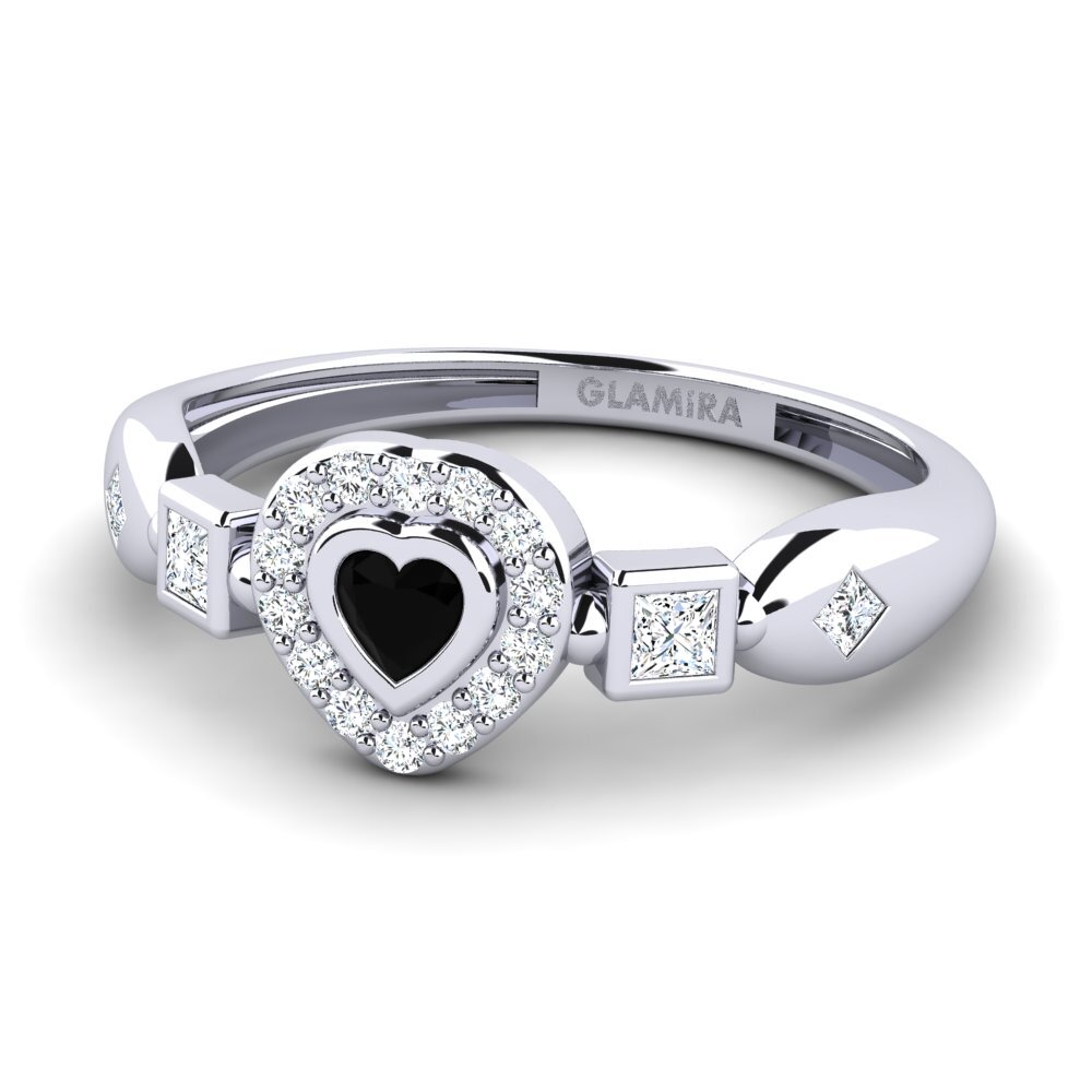 White Silver Black Onyx Women's Promise Ring Vexata