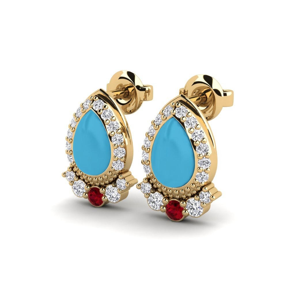 Đá Zirconia Đỏ Bông tai nữ Lugn
