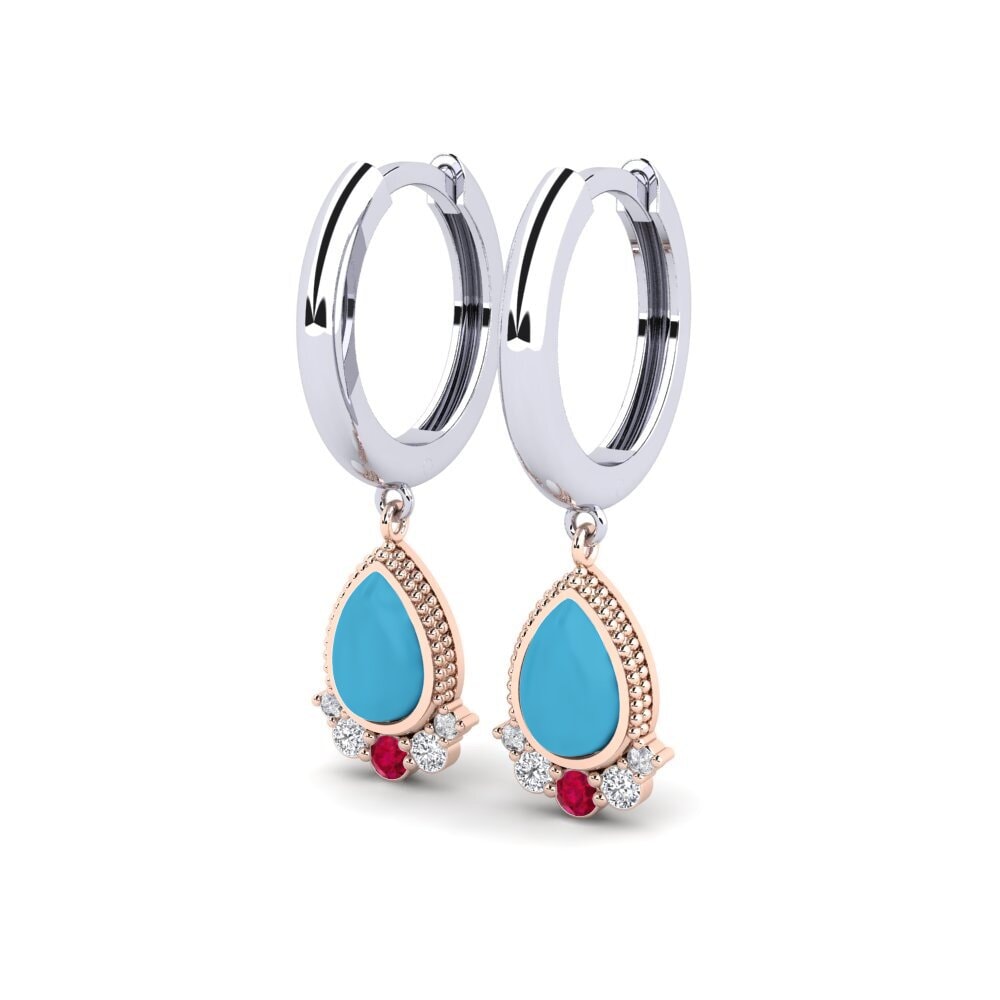 14k White & Rose Gold Women's Earring Mieszany