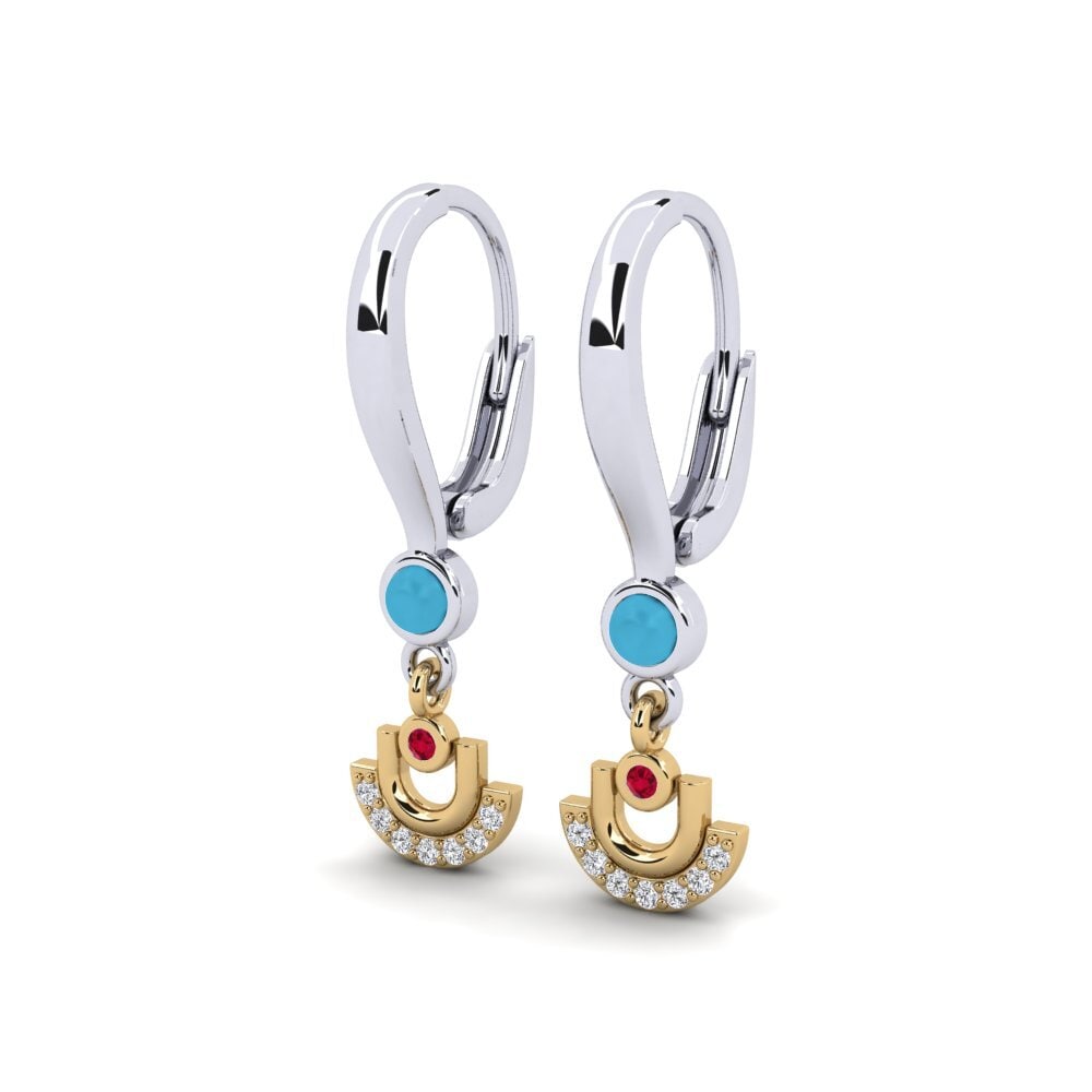 14k Oro Blanco & Amarillo Pendiente de mujer Pisar