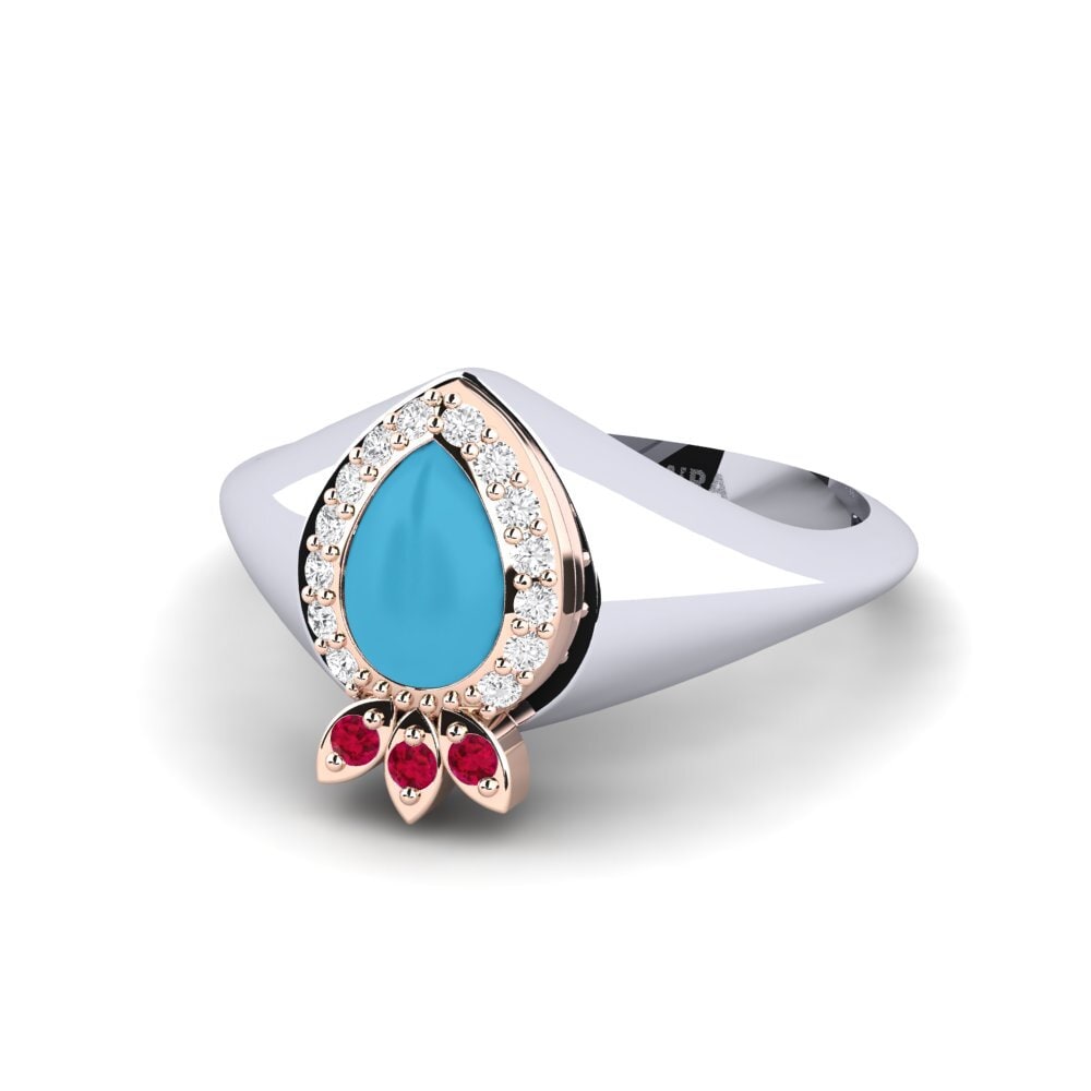 Or Blanc & Rose 750 Bague Turkoois