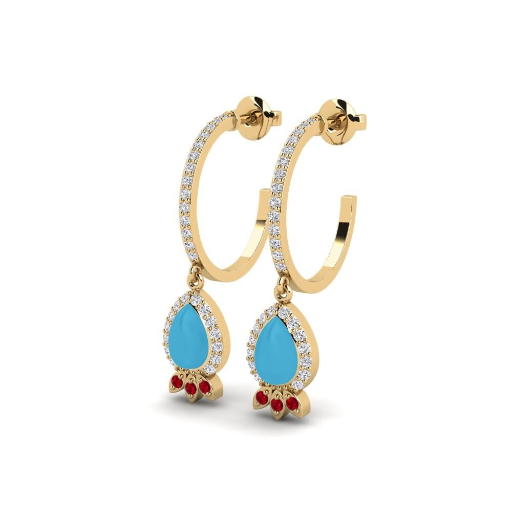 Đá Zirconia Đỏ Bông tai nữ Plunksna