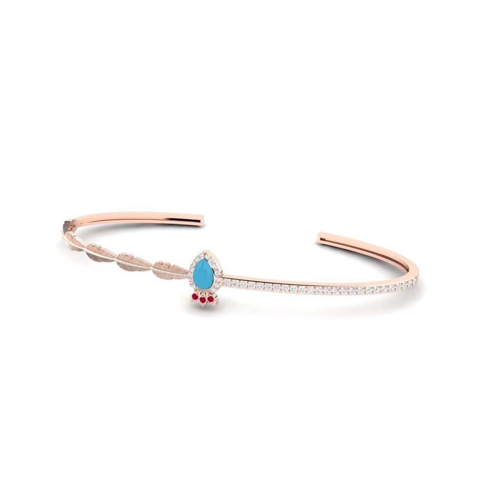 Or rose 375 Bracelet de paume Rubis