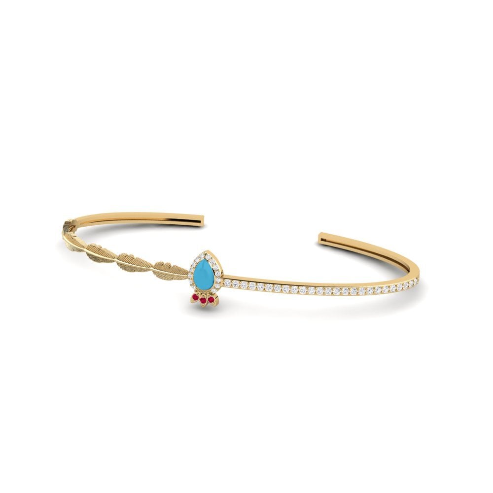 Or Jaune 750 Bracelet de paume Rubis