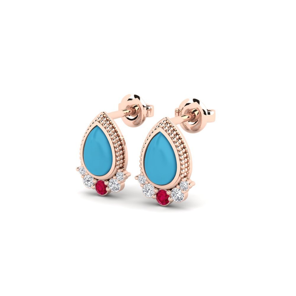 14k Rose Gold Women's Earring Vermello - B