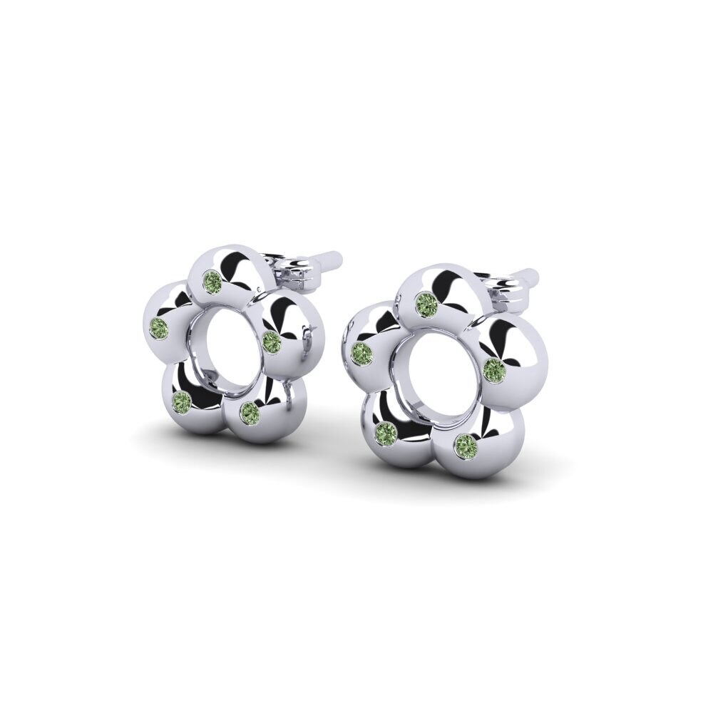 White Silver Green Diamond Kid's Earring Spinata