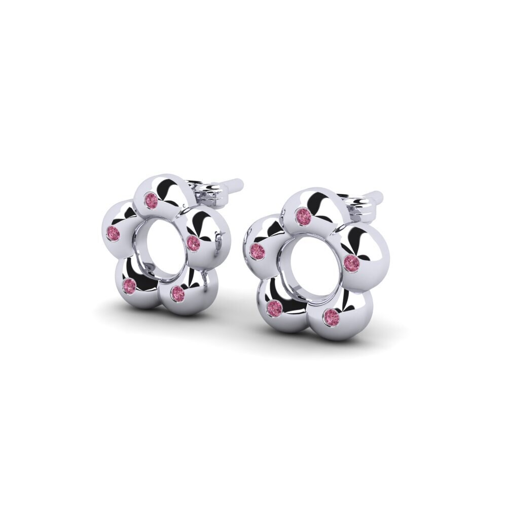 18k White Gold Rhodolite Garnet Kid's Earring Spinata