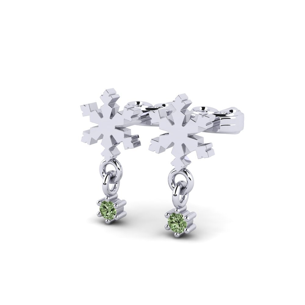 White Silver Green Diamond Kid's Earring Troc