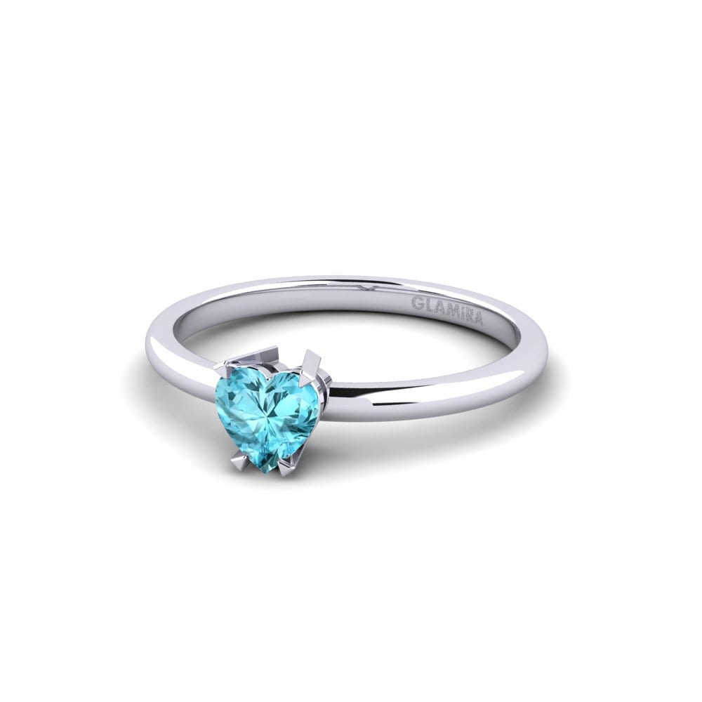 Paladio 950 Circón Azul Anillo de compromiso Armi