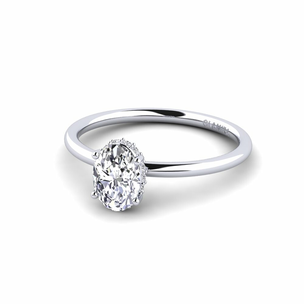 14k Oro Blanco Anillo de compromiso Ayoova