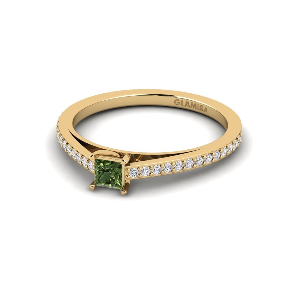 Zafiro Verde Anillo de compromiso Azadi