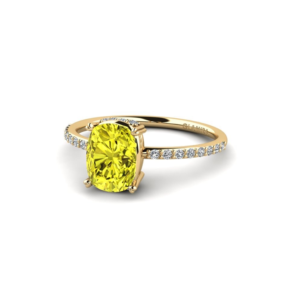 Diamante Amarelo Anel de Noivado Loverous