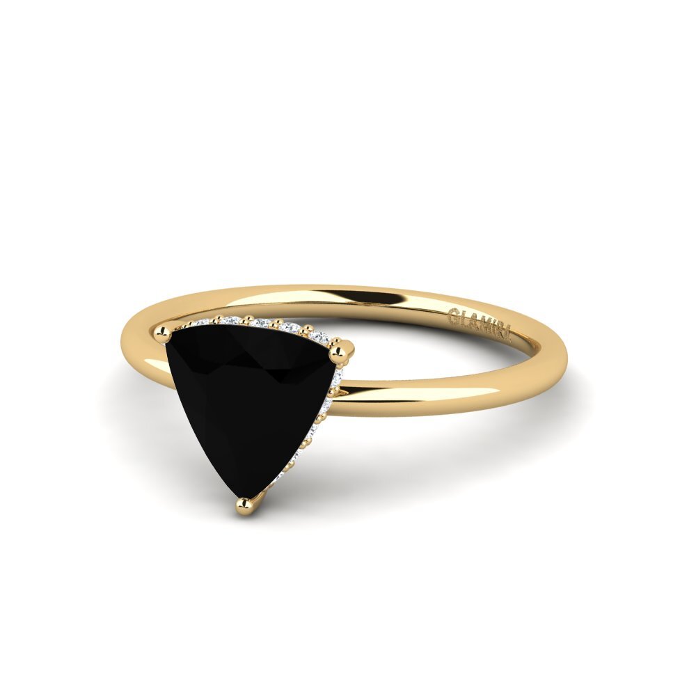 Trillion Black Sapphire Engagement Ring Mosallas