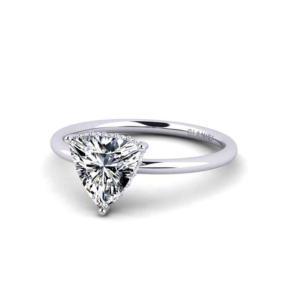 9ct White Gold Trillion Engagement Ring Mosallas