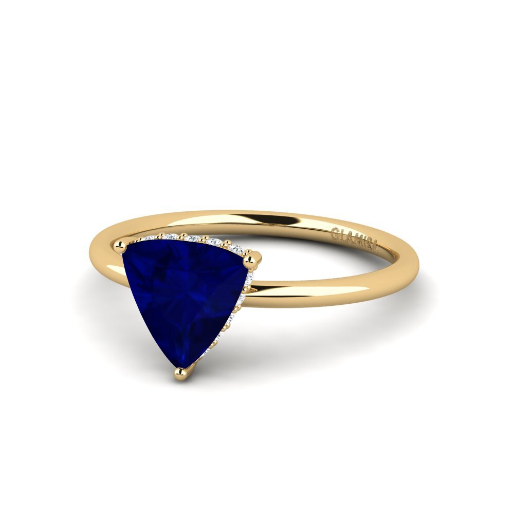 Trillion Sapphire Engagement Ring Mosallas