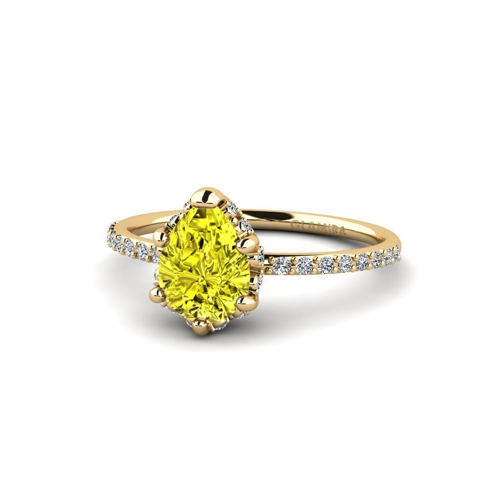 Diamante Amarelo Anel de Noivado Nicolena