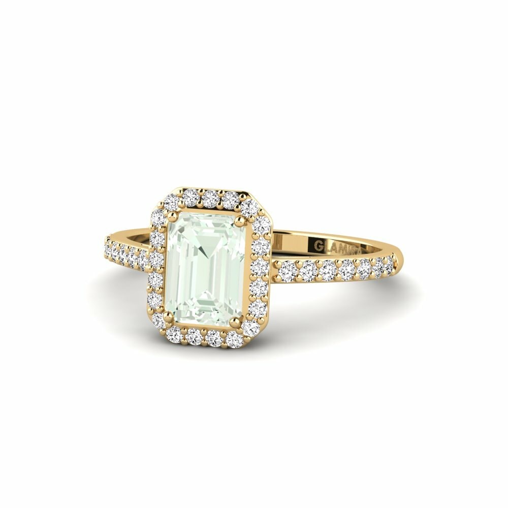 18k Oro Amarillo Amatista verde Anillo de compromiso Pastolisa