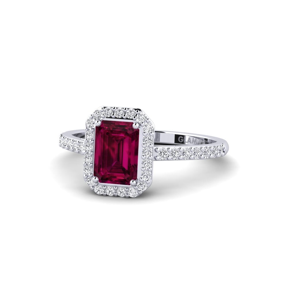 9ct White Gold Rhodolite Garnet Engagement Ring Pastolisa