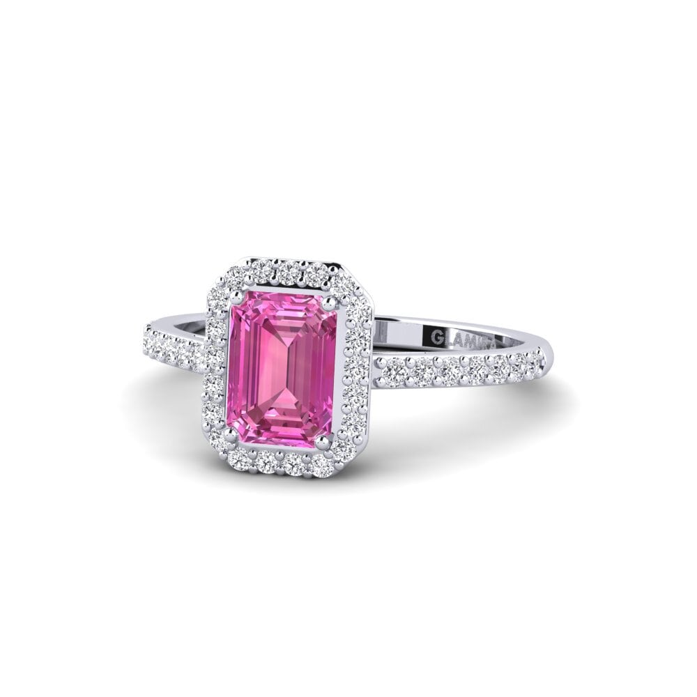 9ct White Gold Pink Topaz Engagement Ring Pastolisa