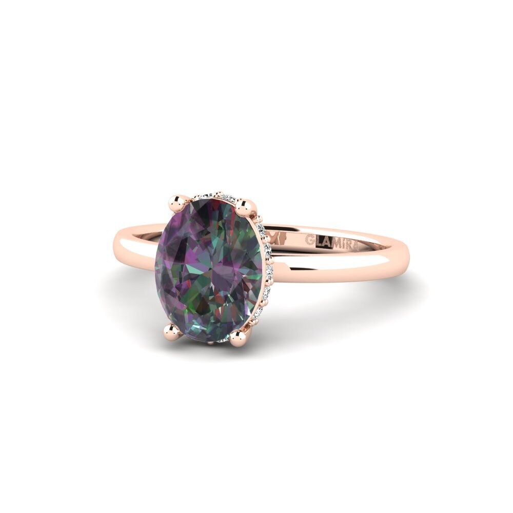 14k Oro Rosa Topacio Místico Anillo de compromiso Sipnyo