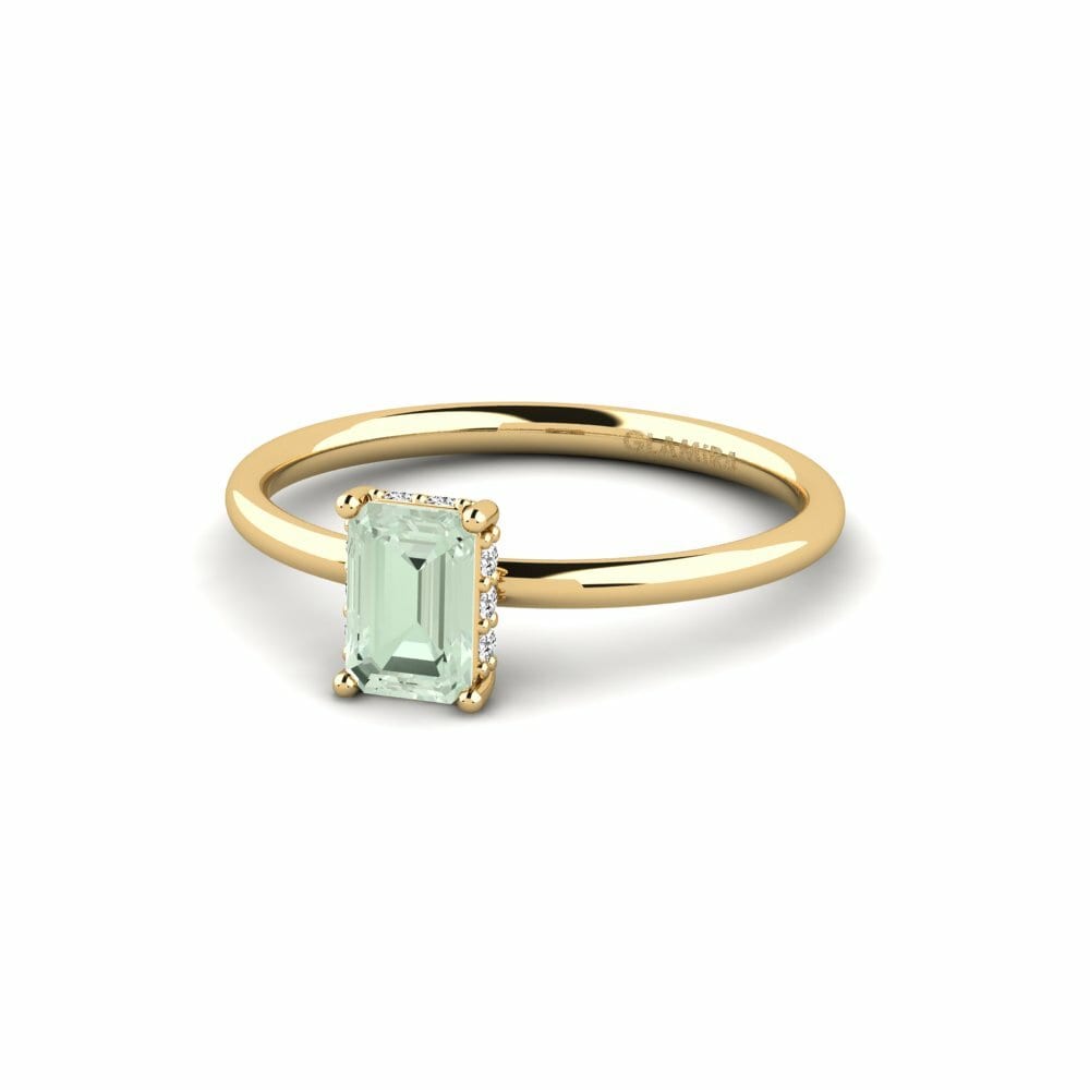 18k Oro Amarillo Amatista verde Anillo de compromiso Wulden