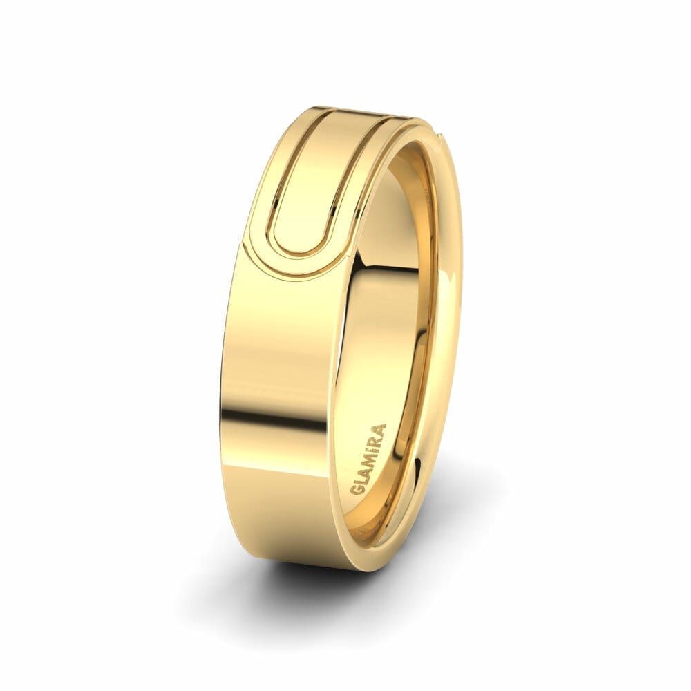 18ct Yellow Gold Men's Wedding Ring Glamorous Butterfly 6 mm