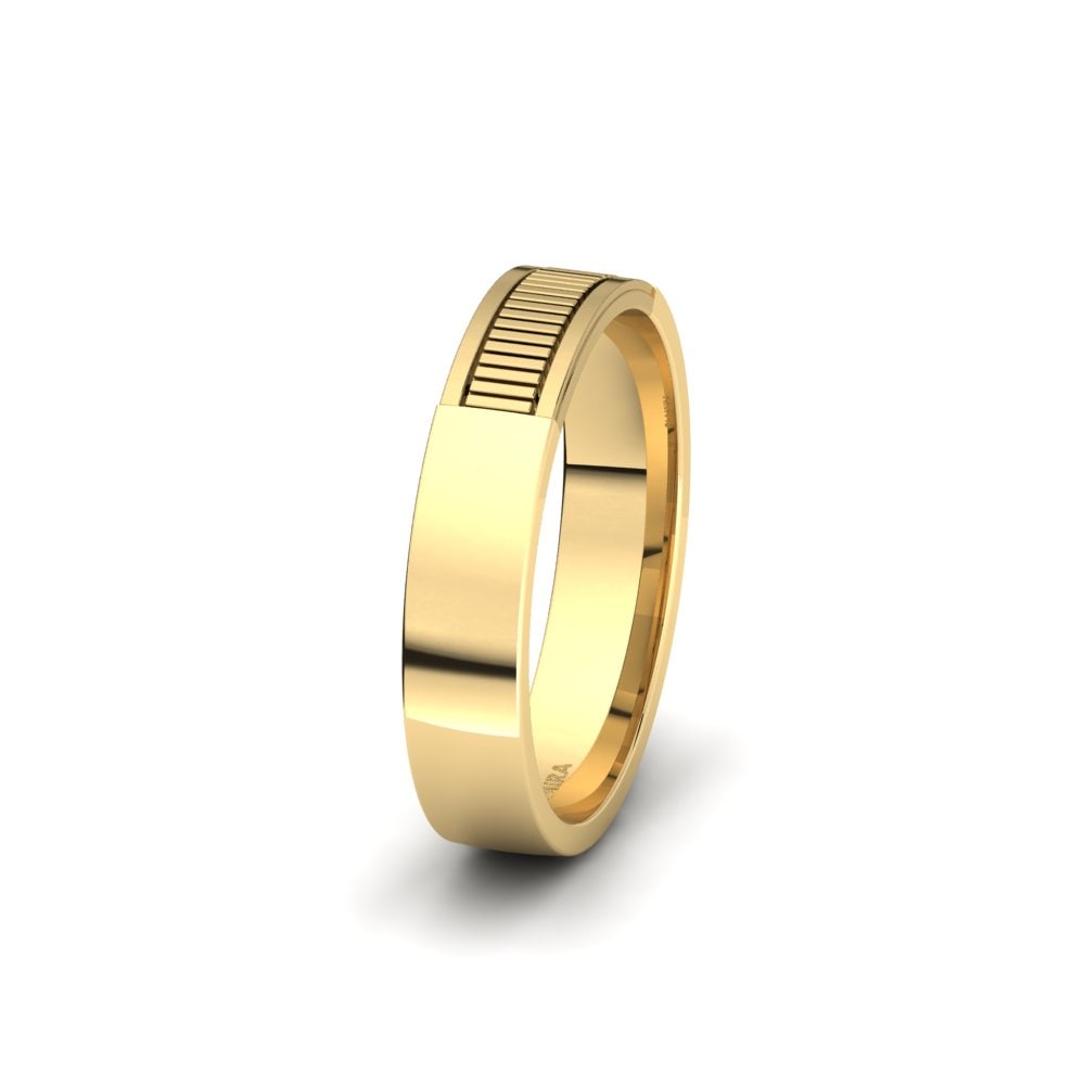 18ct Yellow Gold Men's Wedding Ring Pretty Moon 5 mm