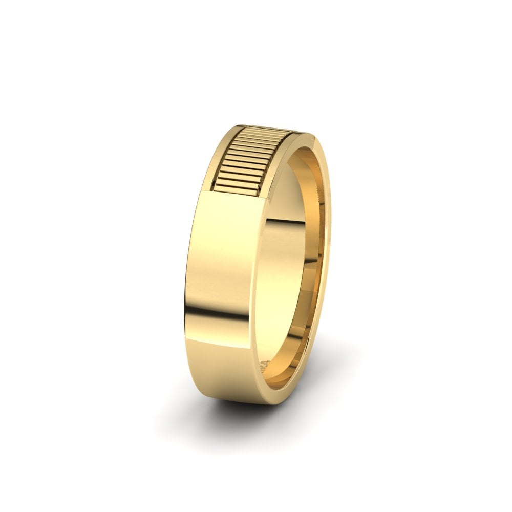 18ct Yellow Gold Men's Wedding Ring Pretty Moon 6 mm