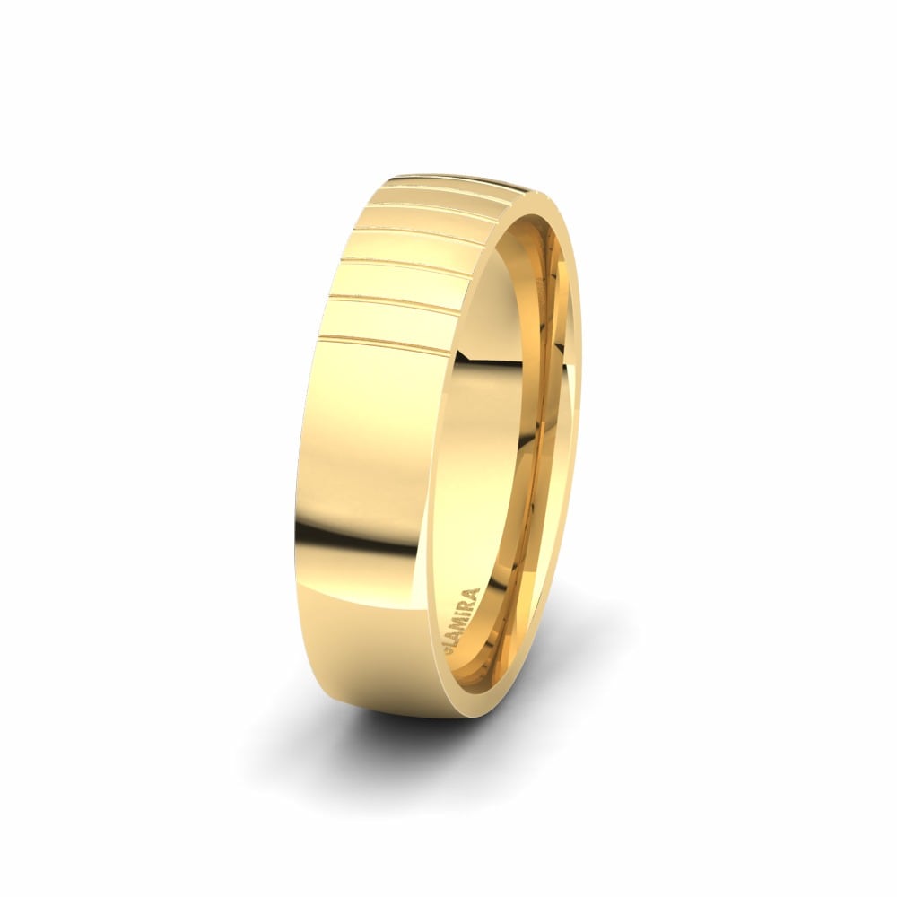 Memoire 14k Yellow Gold Men's Wedding Ring Winsome Charm 6 mm