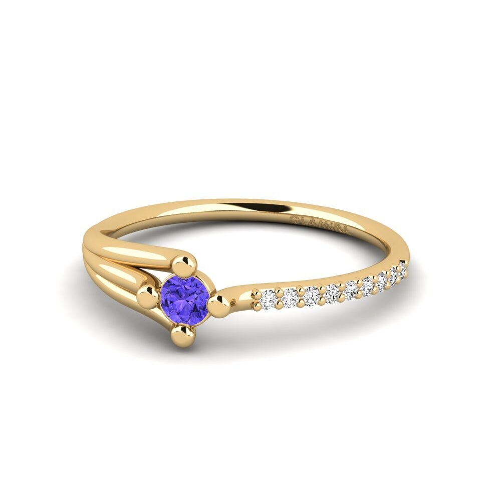 18k Oro Amarillo Tanzanita Anillo de compromiso Mocc