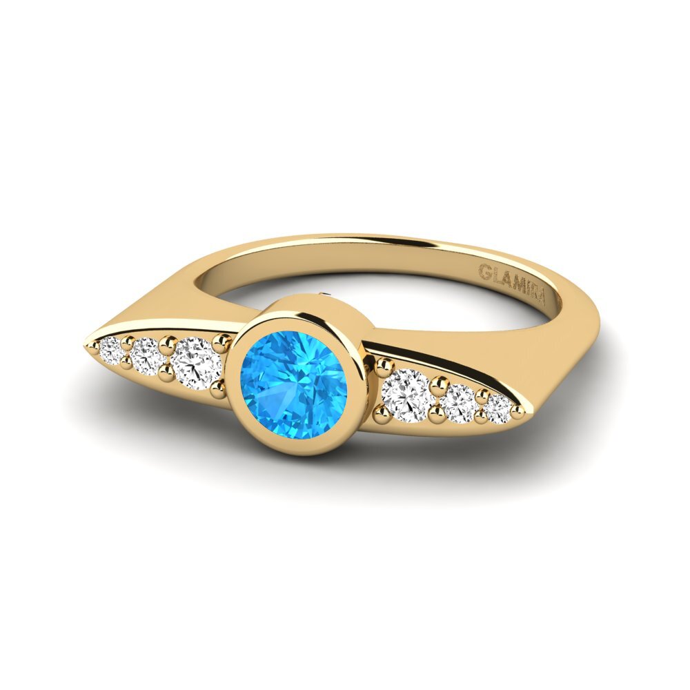 Topaze Bleue Anneau rose Fendgi