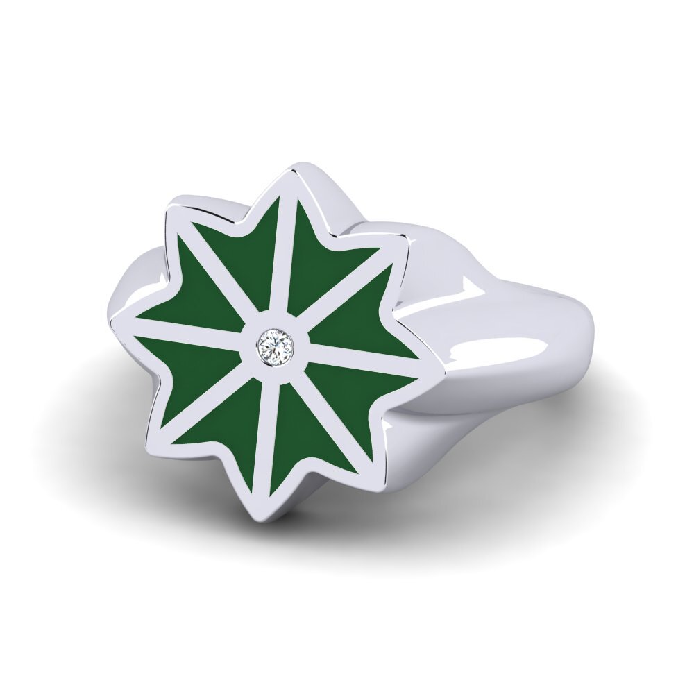 White Silver Pinky Ring Gemeddo
