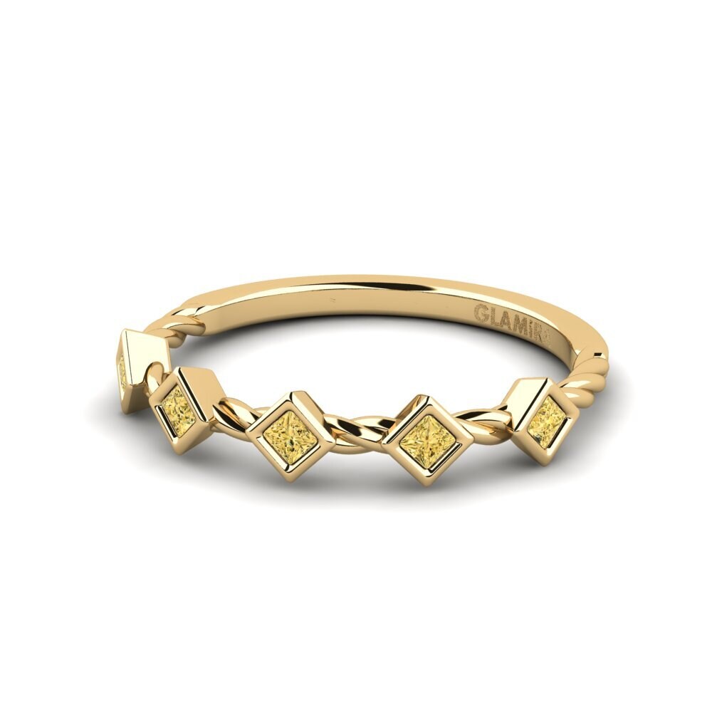 Diamante Amarelo Anéis de Mindinho Leganga