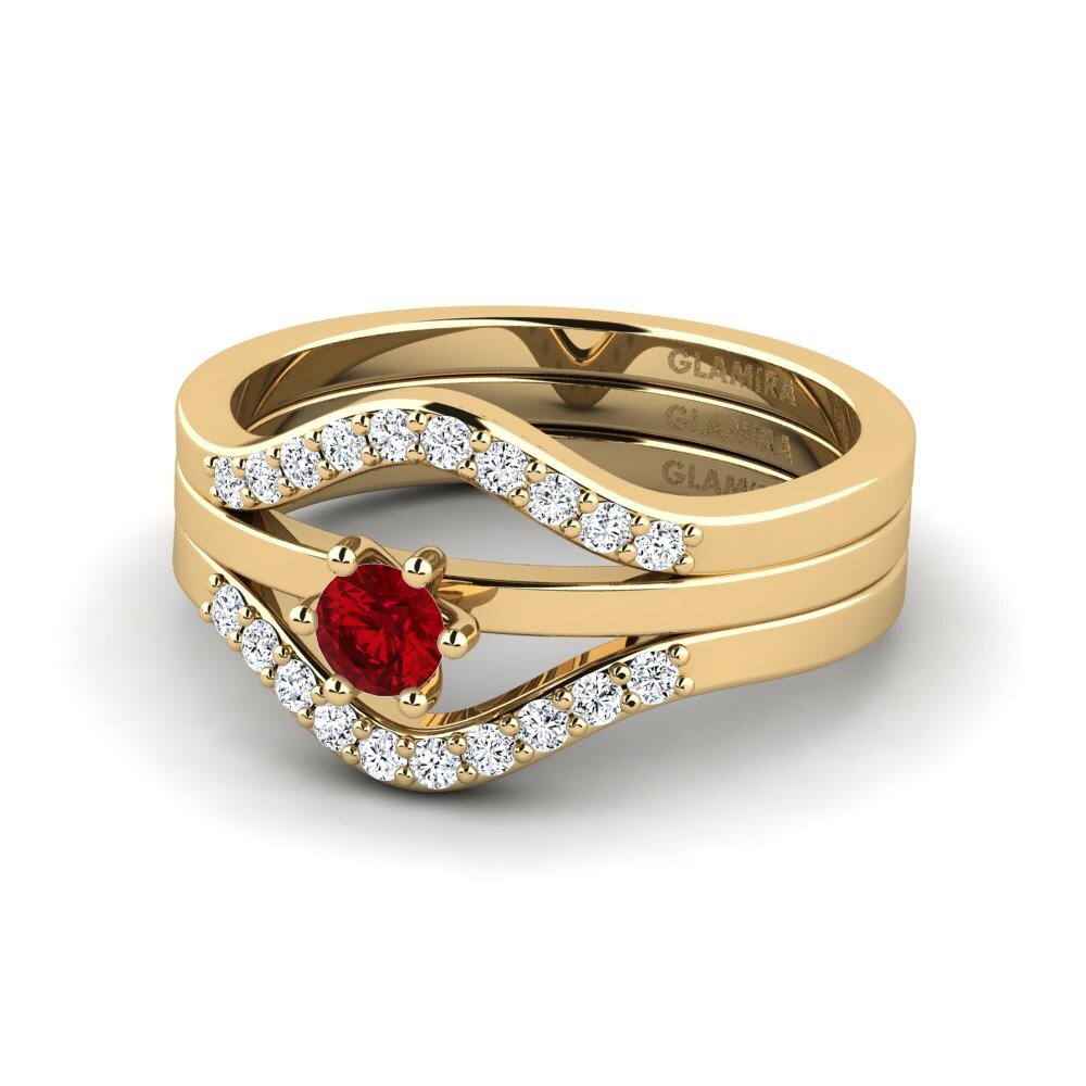 Circonita Roja Anillo apilable Doldun - SET