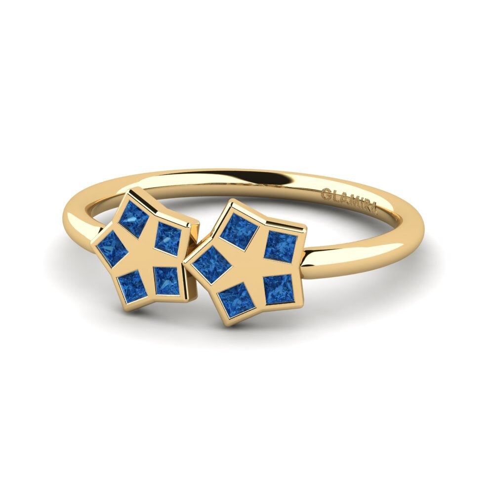 Zircônia azul escuro Anel Iyalenu
