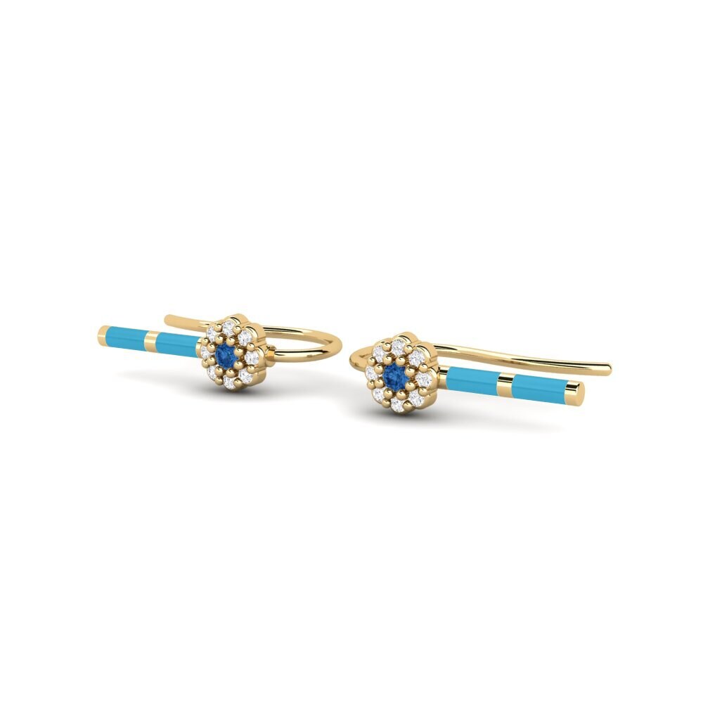 Zircônia azul escuro Brincos Feminino Canton