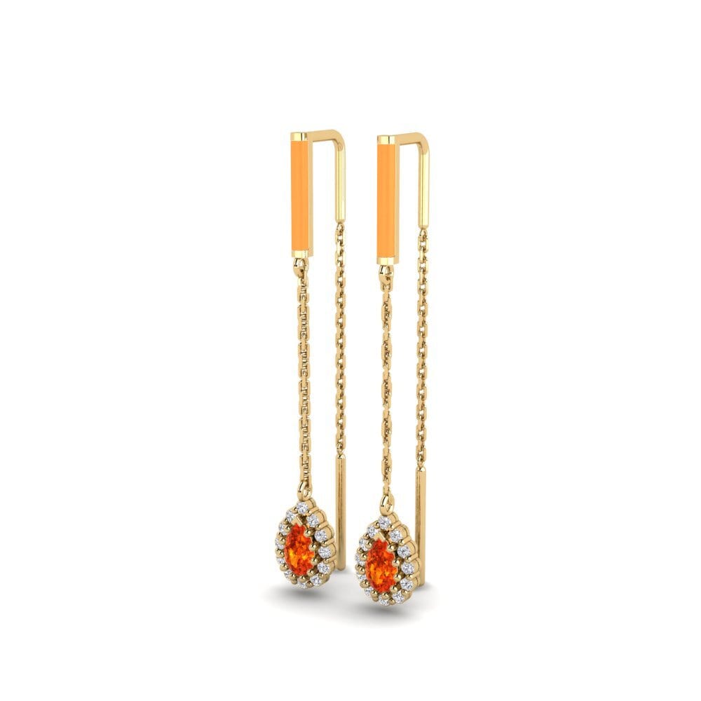 Orange Sapphire Women's Earring Cheshire