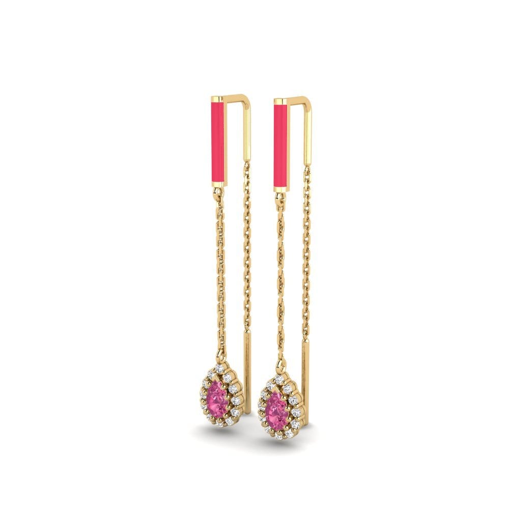 Turmalina Rosa Brincos Feminino Cheshire