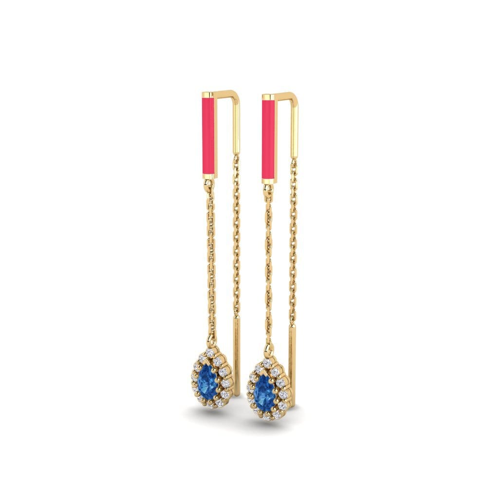 Zircone Bleu Foncé Boucle d'oreille femme Cheshire