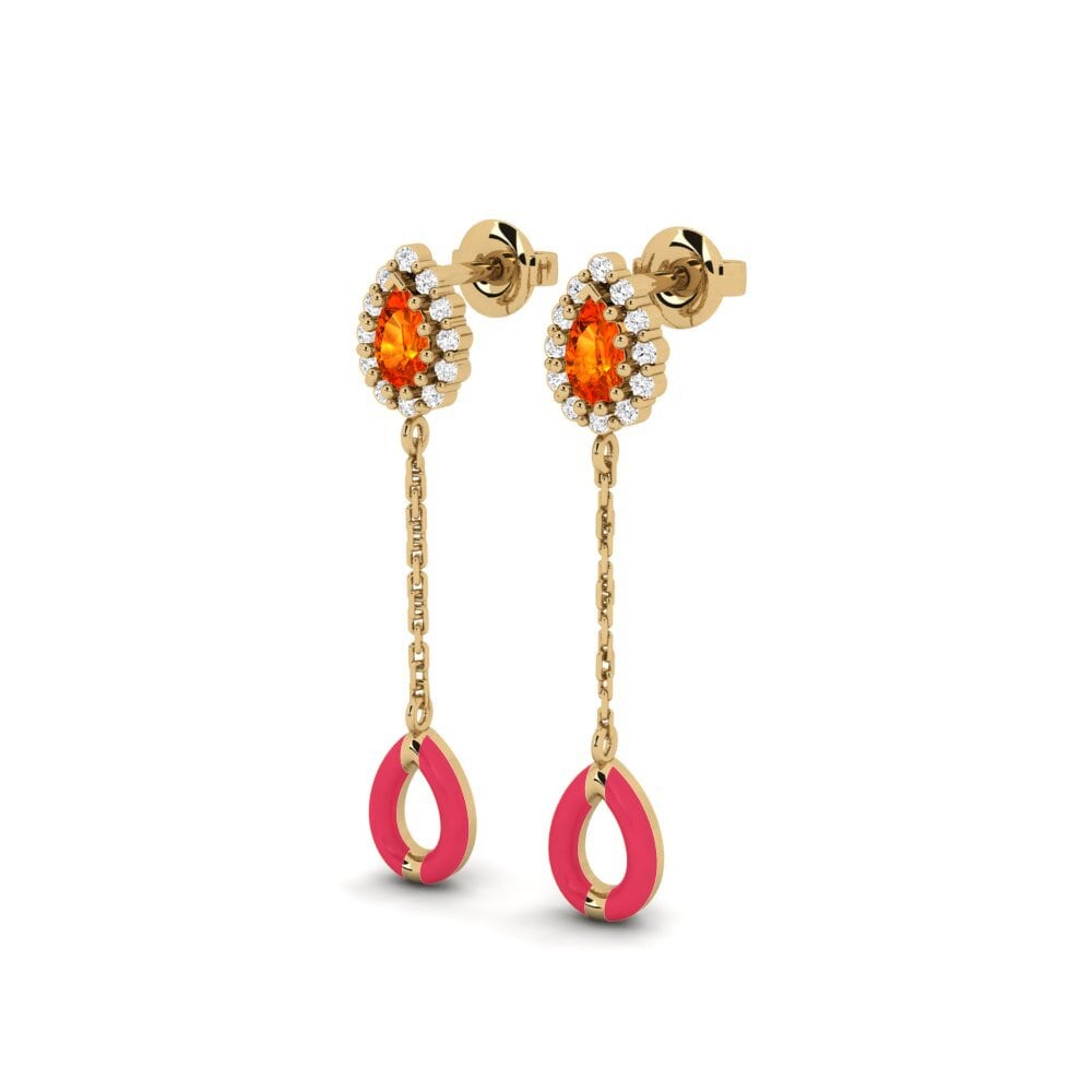 Orange Sapphire Women's Earring Groton - A
