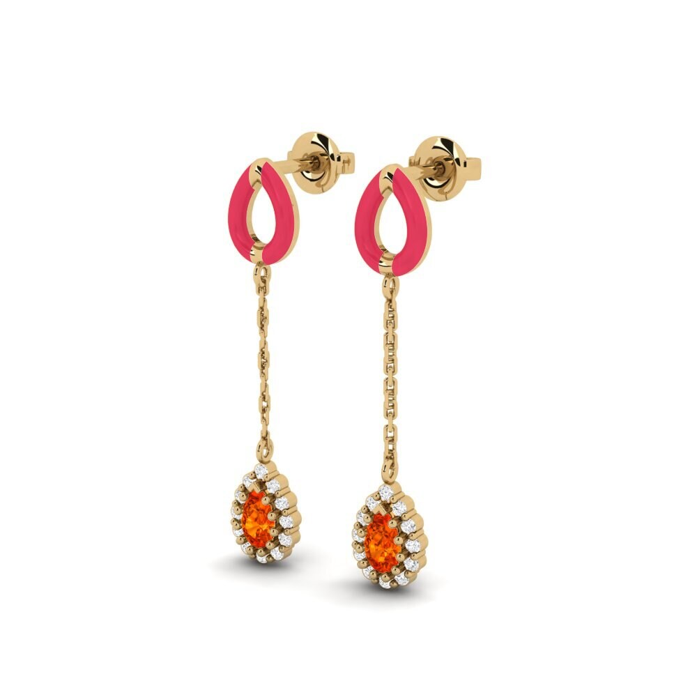 Orange Sapphire Women's Earring Groton - B