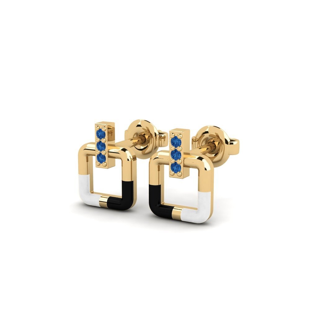 Zircone Bleu Foncé Boucle d'oreille femme Ratio