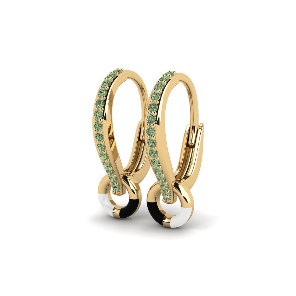 Diamante Verde Brincos Feminino Stylized