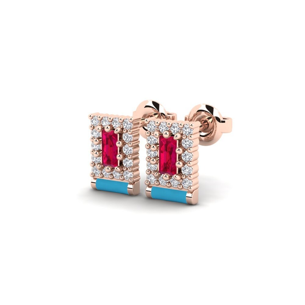 14k Oro Rosa Pendiente de mujer Boipshino