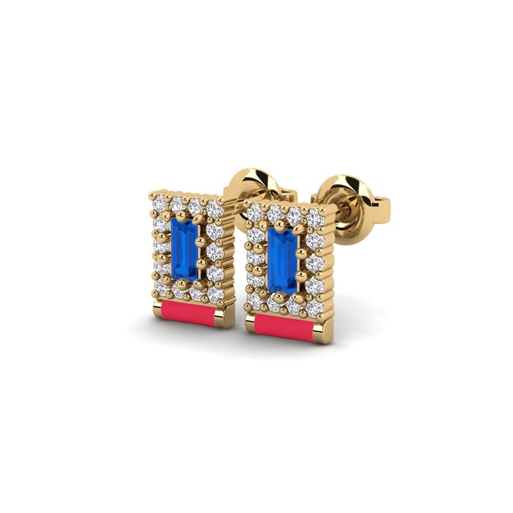 Zircone Bleu Foncé Boucle d'oreille femme Boipshino