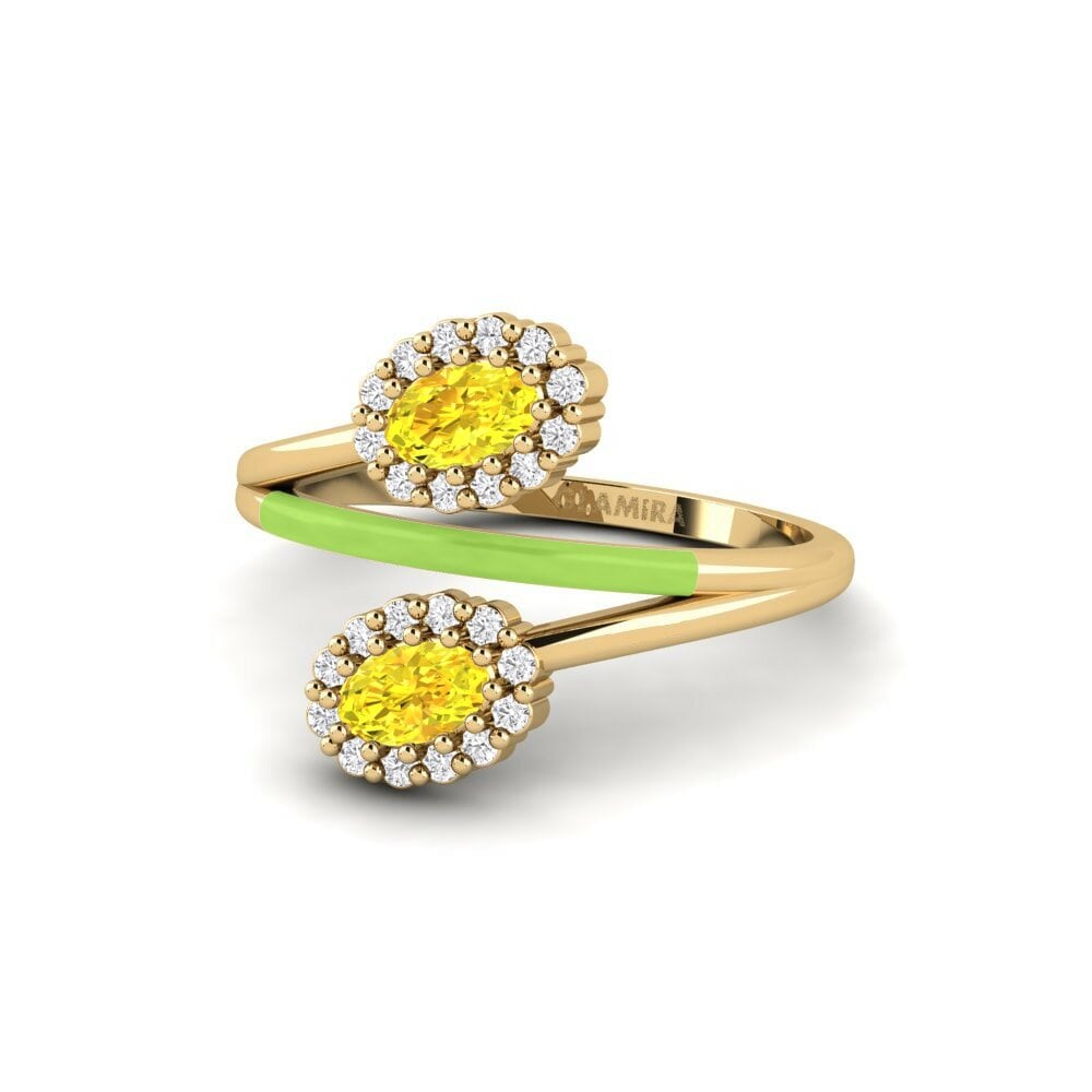 Bagues Saphir Jaune 2 pierres
