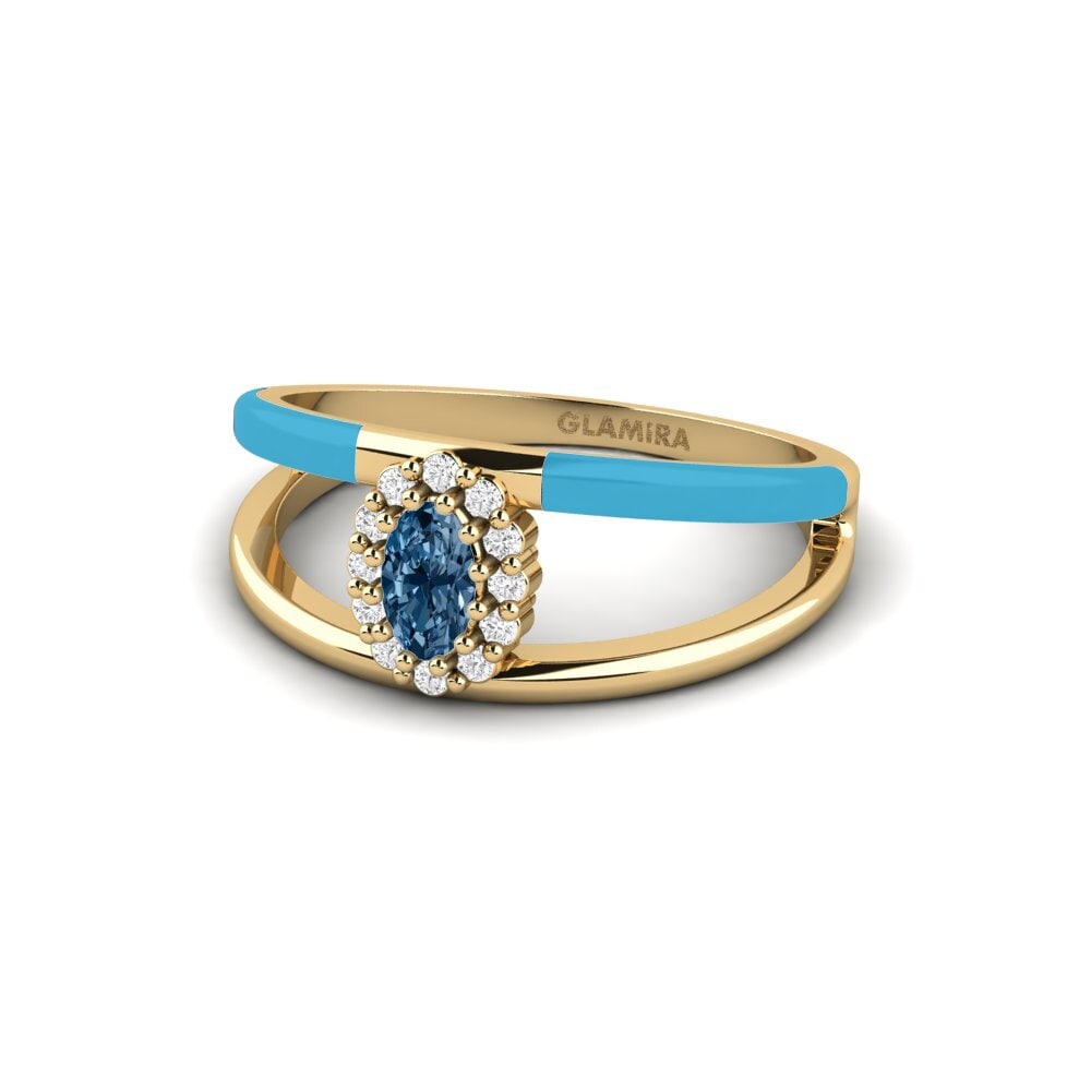 Ringe Seitensteine Blauer Diamant